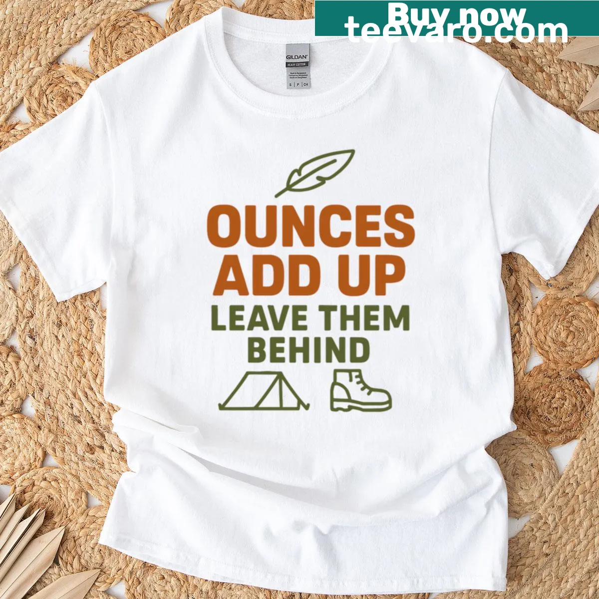 Typographic design emphasizing ultralight backpacking on a t-shirt — on a men's t-shirt