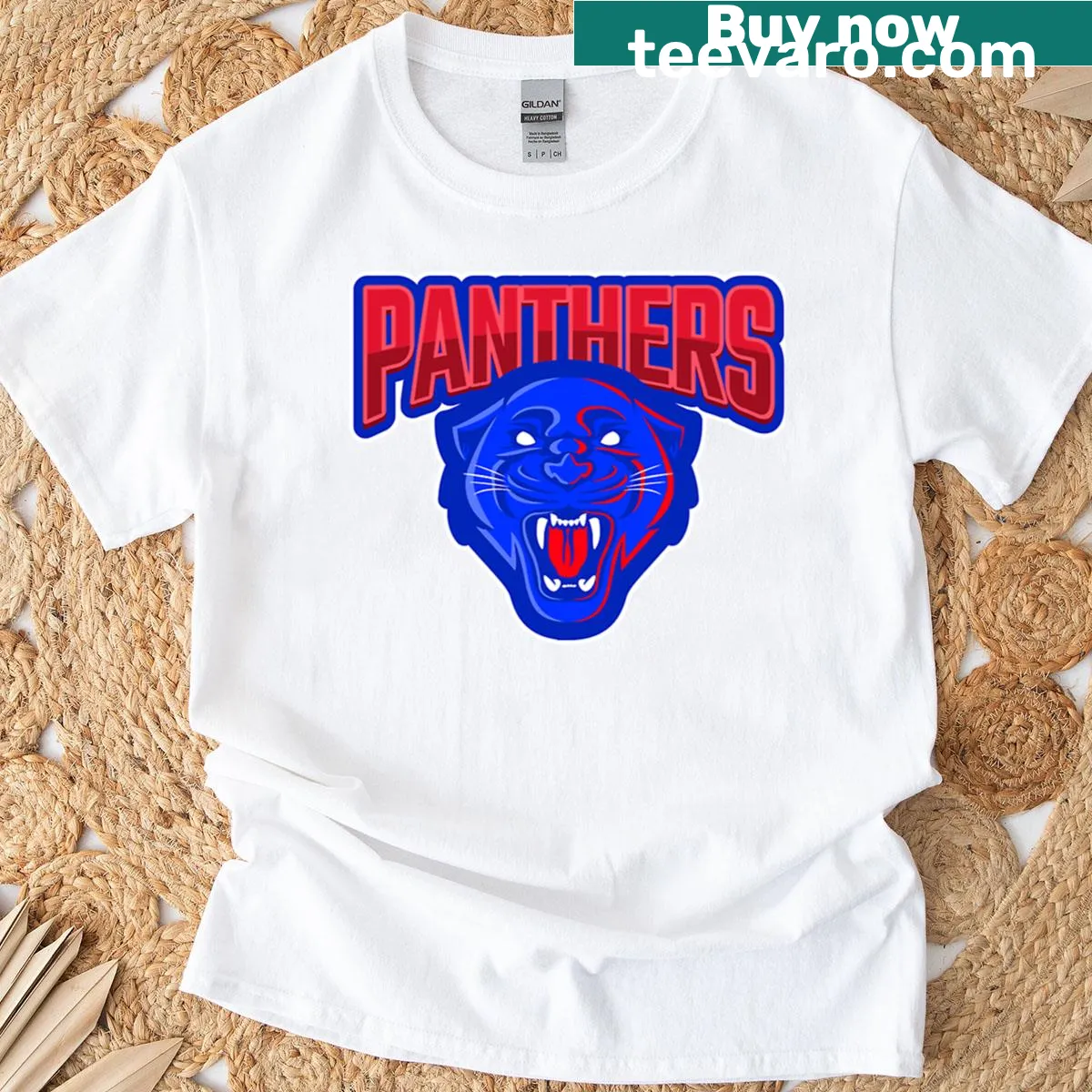 Panther logo graphic t-shirt in team colors — on a men's t-shirt