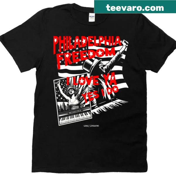Illustration t-shirt celebrating Philadelphia with a freedom theme.