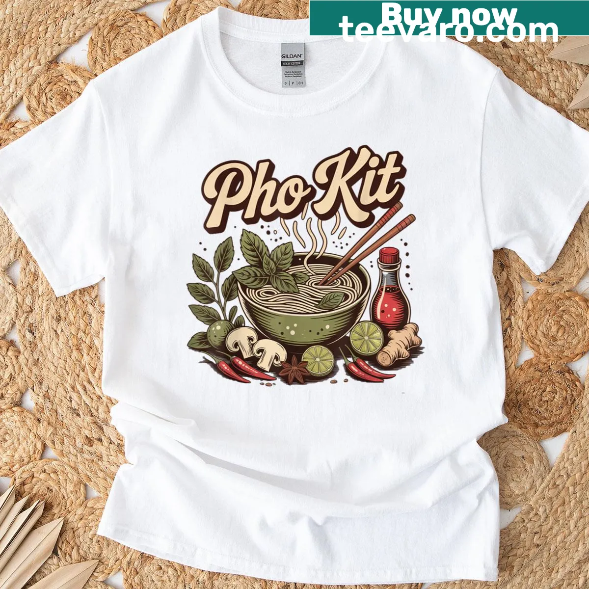 Funny Pho graphic t-shirt for noodle lovers and gamers — on a men's t-shirt