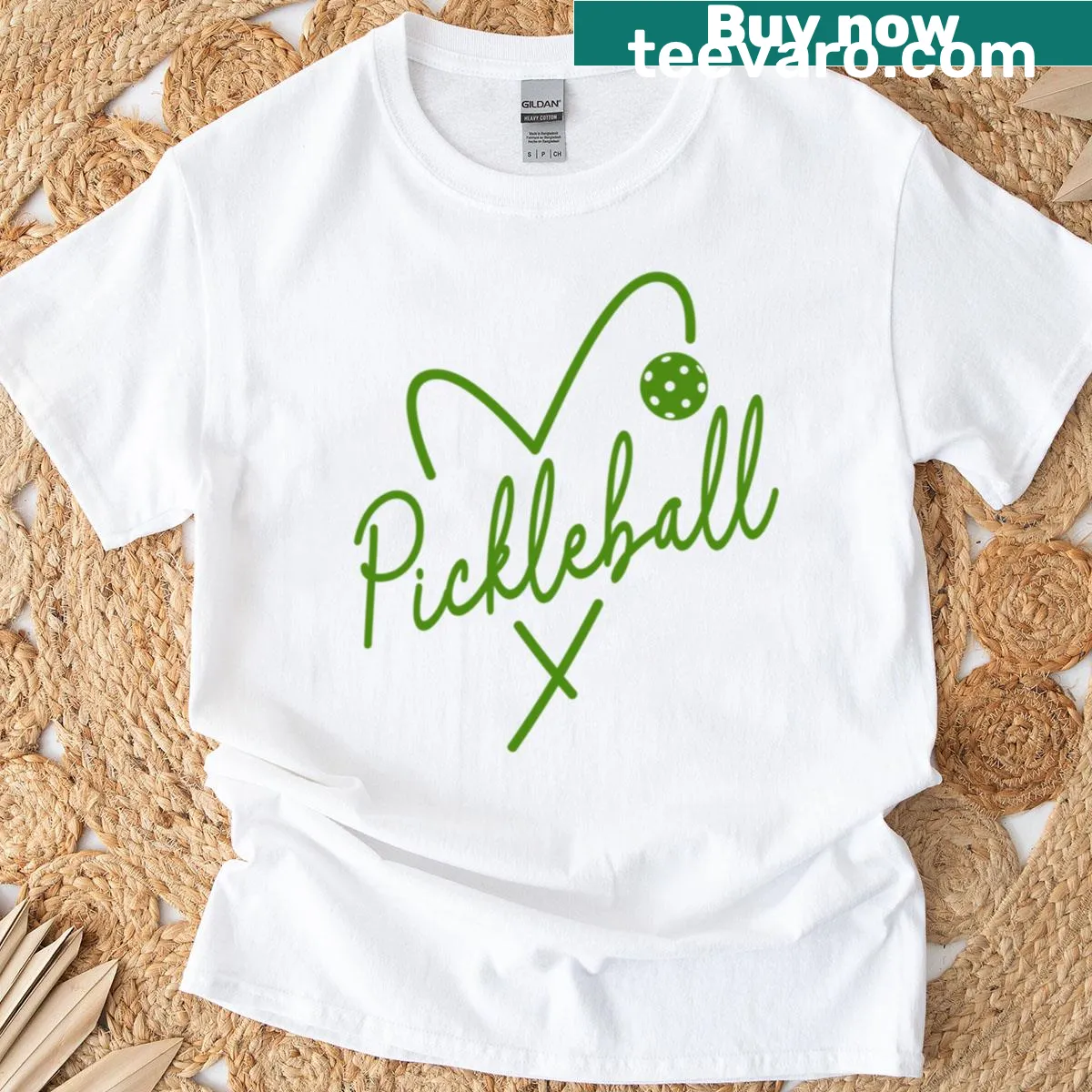 Heart graphic with pickleball design on a sports t-shirt — on a men's t-shirt