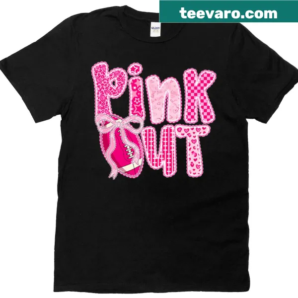 Illustration of football with pink ribbon for breast cancer awareness on T-shirt