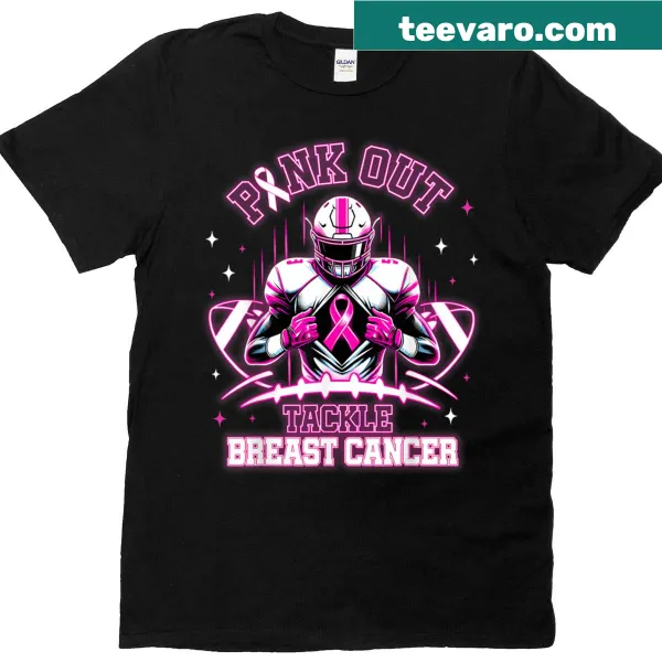 Football player illustration with breast cancer awareness pink ribbon design.