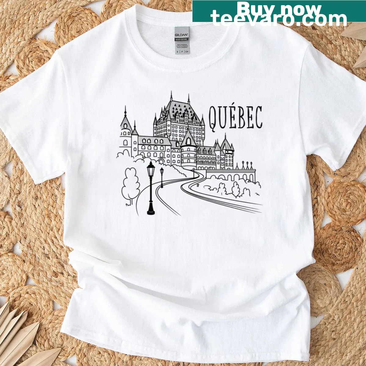 Sketch design t-shirt inspired by Quebec landscapes — on a men's t-shirt