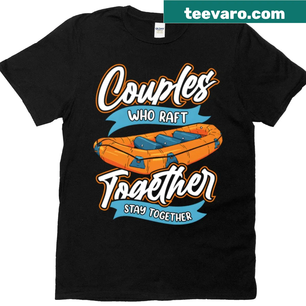 Rafting themed illustration on a T-shirt — on a men's t-shirt