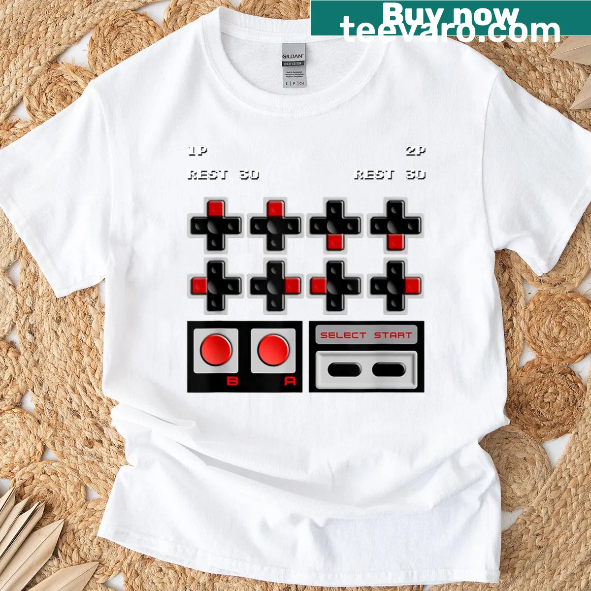 Funny graphic t-shirt featuring retro gaming cheat codes — on a men's t-shirt