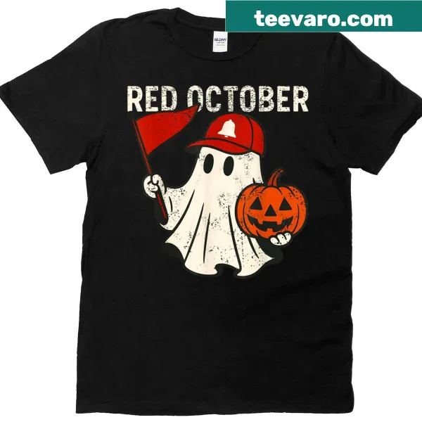 Halloween-themed t-shirt with a ghost pumpkin illustration