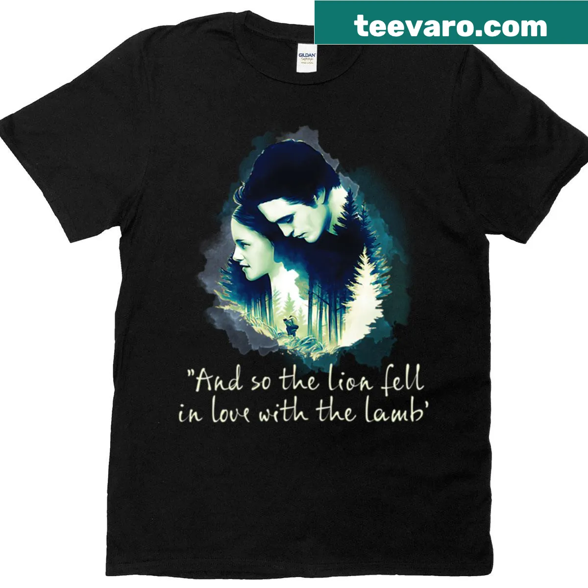 Vintage t-shirt featuring a playful graphic of wolves and vampires — on a men's t-shirt