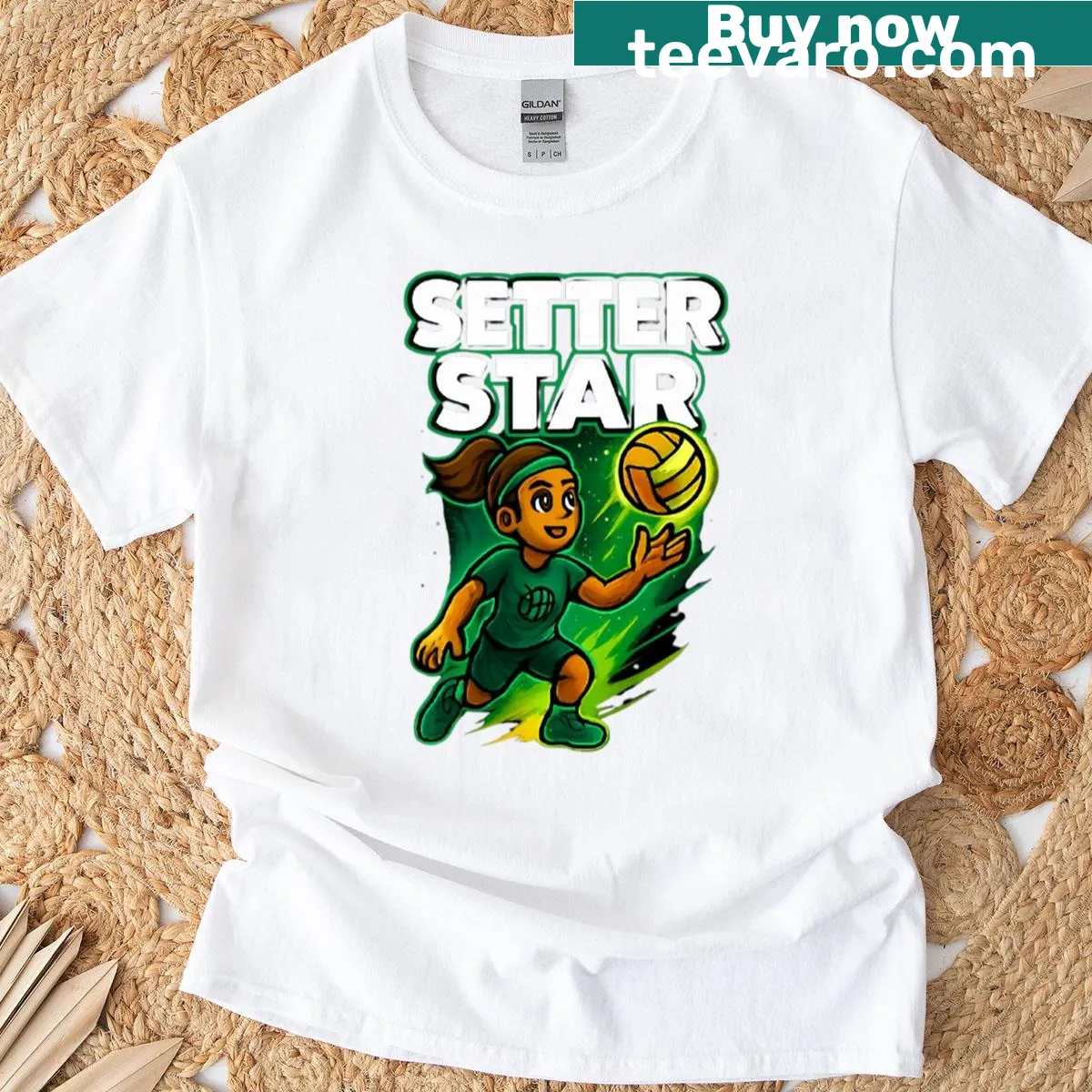 Graffiti volleyball setter design t-shirt — on a men's t-shirt