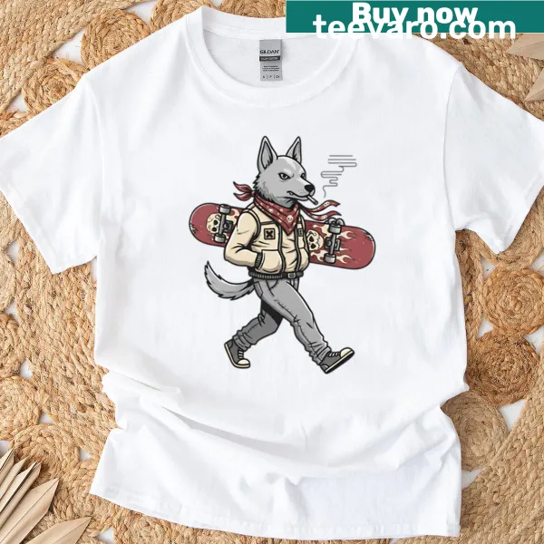 Playful skateboarding-themed t-shirt with illustration