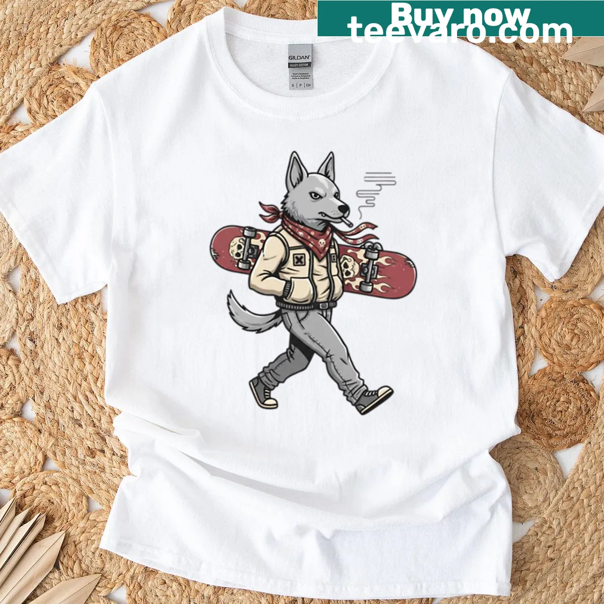Playful skateboarding-themed t-shirt with illustration — on a men's t-shirt