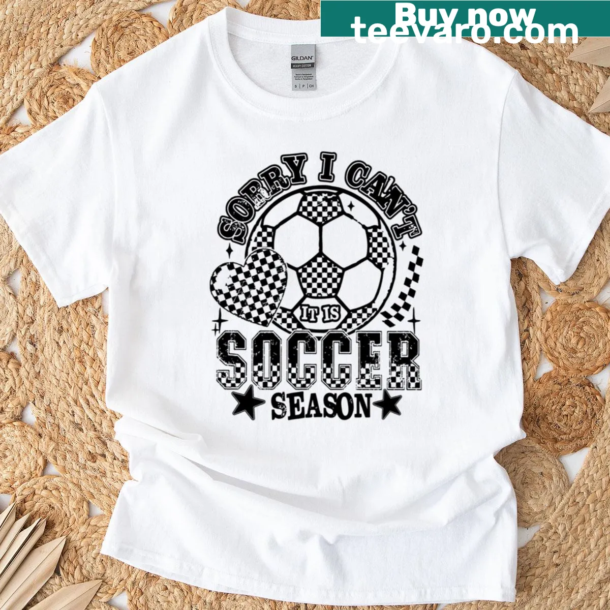 Funny 'Sorry I Can't It's Soccer Season' graphic T-shirt — on a men's t-shirt