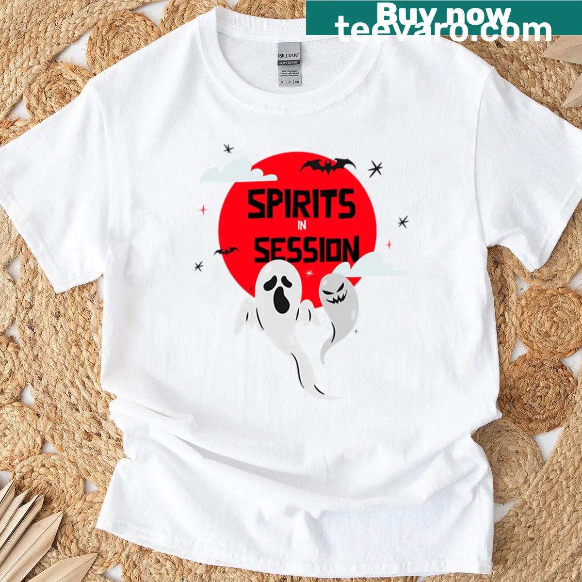 T-shirt featuring a playful phrase about enjoying drinks and good times — on a men's t-shirt