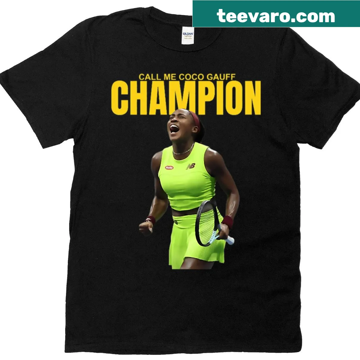 Vintage-style champion girl tennis player T-shirt for women — on a men's t-shirt