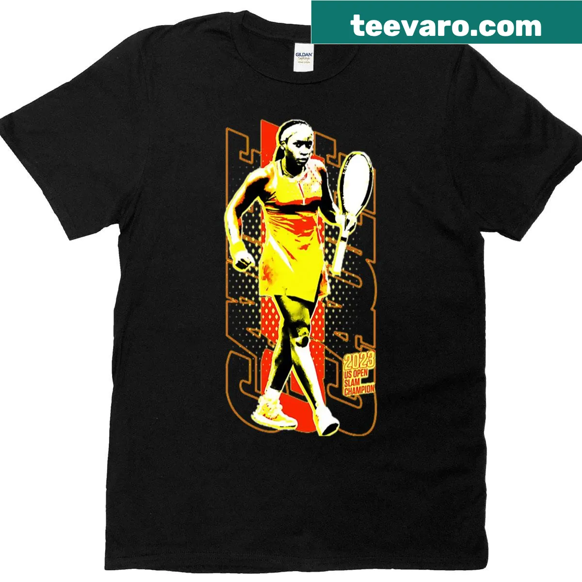 Vintage-style tennis T-shirt for young female players — on a men's t-shirt