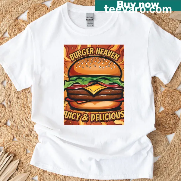 Illustrated t-shirt featuring stacked food items celebrating flavor