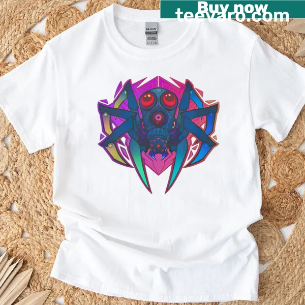 Gaming-themed t-shirt with playful sticker design and bold text