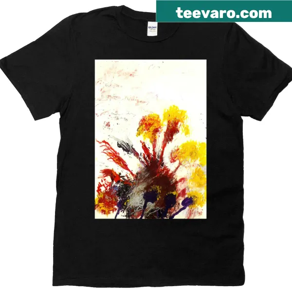 Abstract design inspired by Cy Twombly on vintage T-shirt