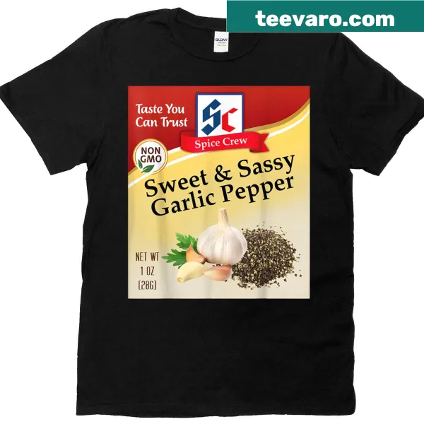Illustrated spice jars for garlic and pepper with playful labels