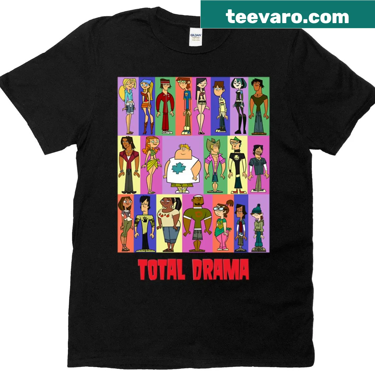 Cartoon graphic featuring Total Drama characters on a fun t-shirt — on a men's t-shirt