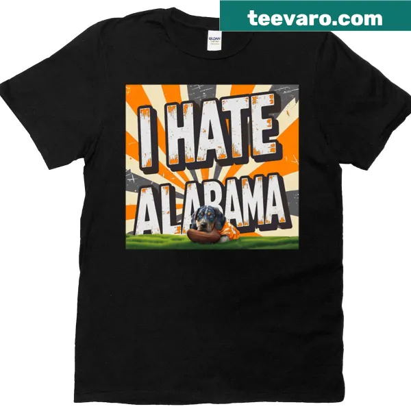Illustrated T-shirt with a Bluetick Coonhound and funny text about Alabama