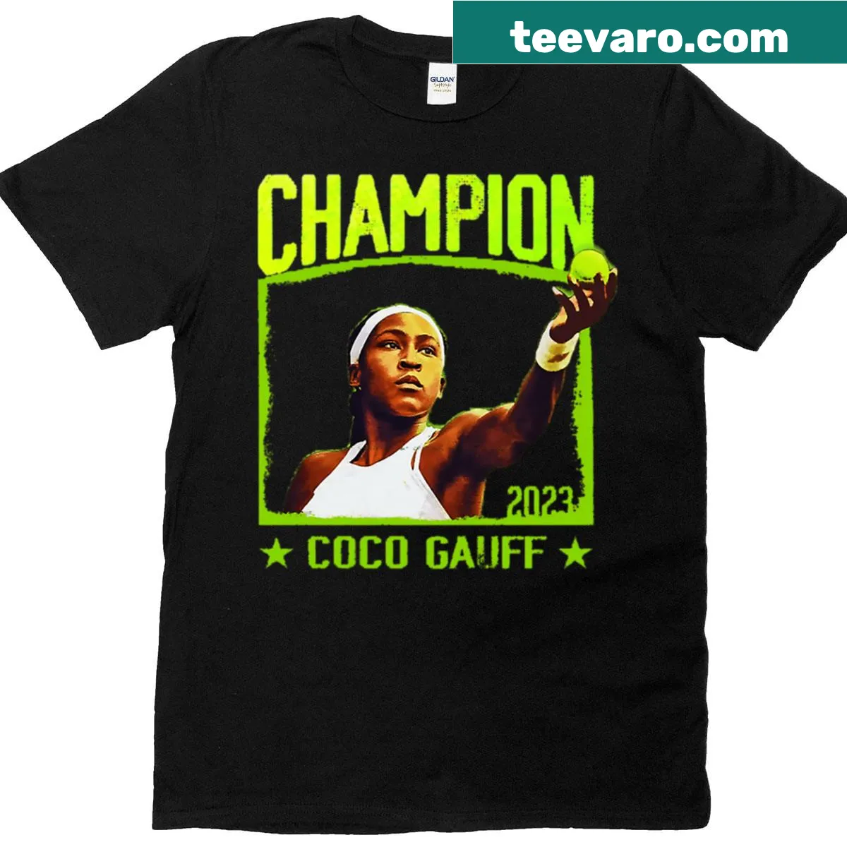 Vintage-style T-shirt celebrating women in tennis. — on a men's t-shirt