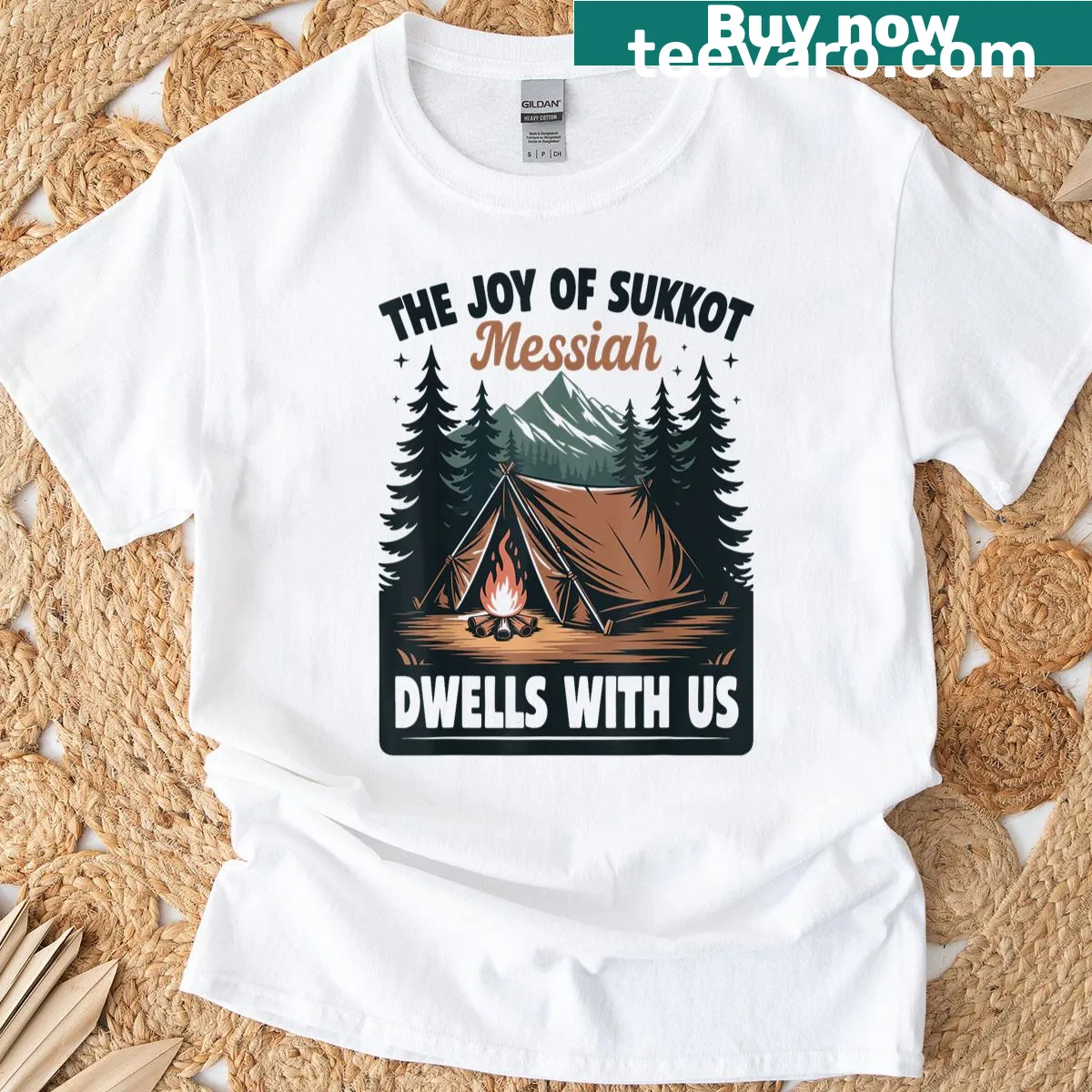Sukkot holiday T-shirt with a religious message — on a men's t-shirt