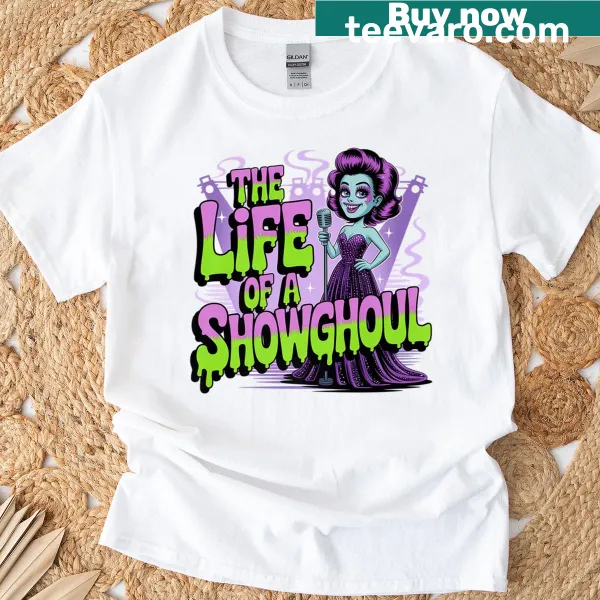 Showghoul themed t-shirt with bold typography and playful imagery