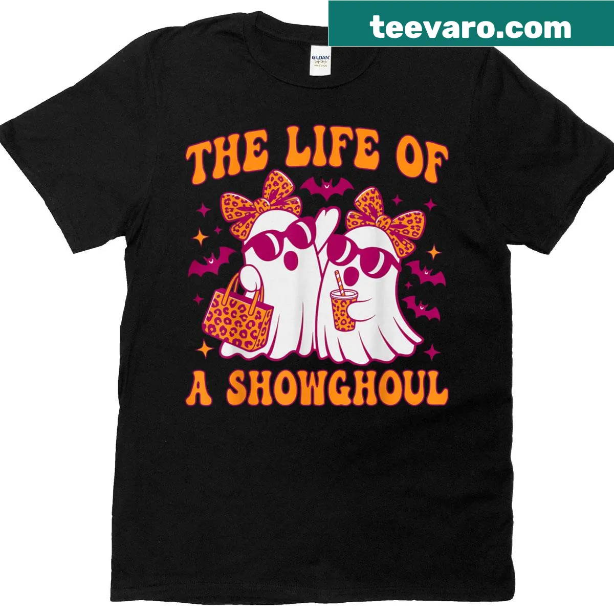 Retro Halloween t-shirt with a cute ghost graphic — on a men's t-shirt