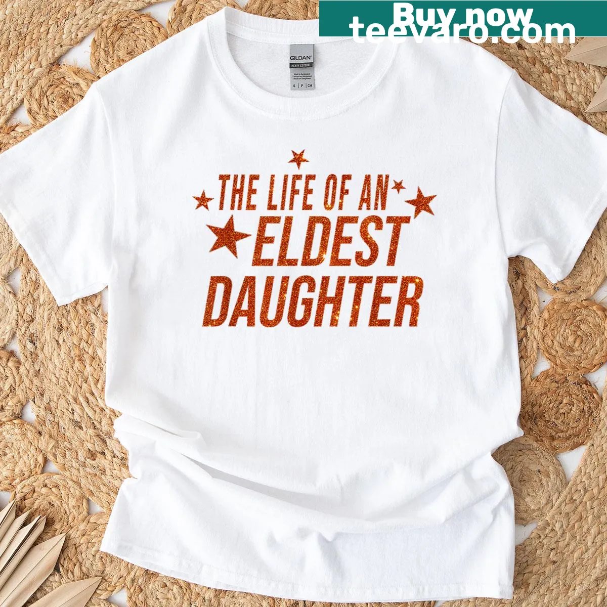 Typographic T-shirt celebrating the life of an eldest daughter — on a men's t-shirt