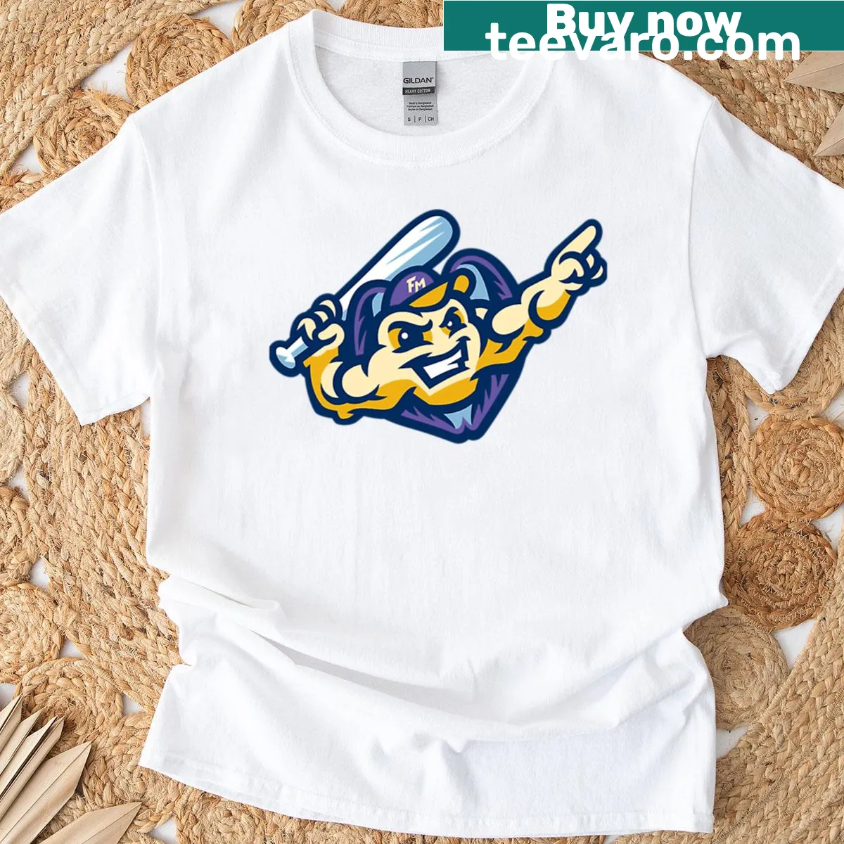 Team logo t-shirt celebrating The Mighty Mussels sports team — on a men's t-shirt
