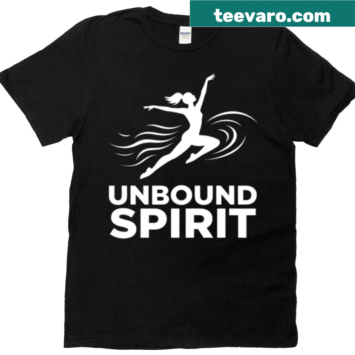 Minimalist T-shirt with dynamic silhouette graphic representing freedom — on a men's t-shirt