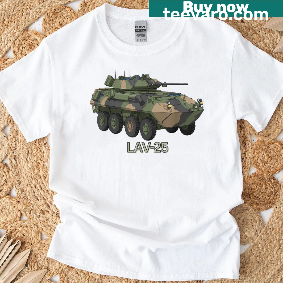 Illustration of the Lav-25 Light Armored Vehicle on a T-shirt — on a men's t-shirt