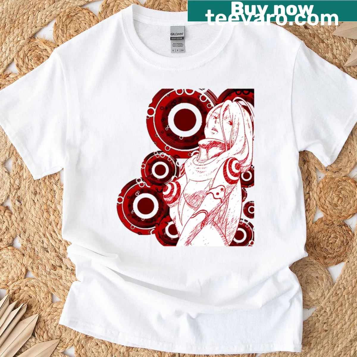 Vintage-style T-shirt featuring classic anime characters and motifs — on a men's t-shirt