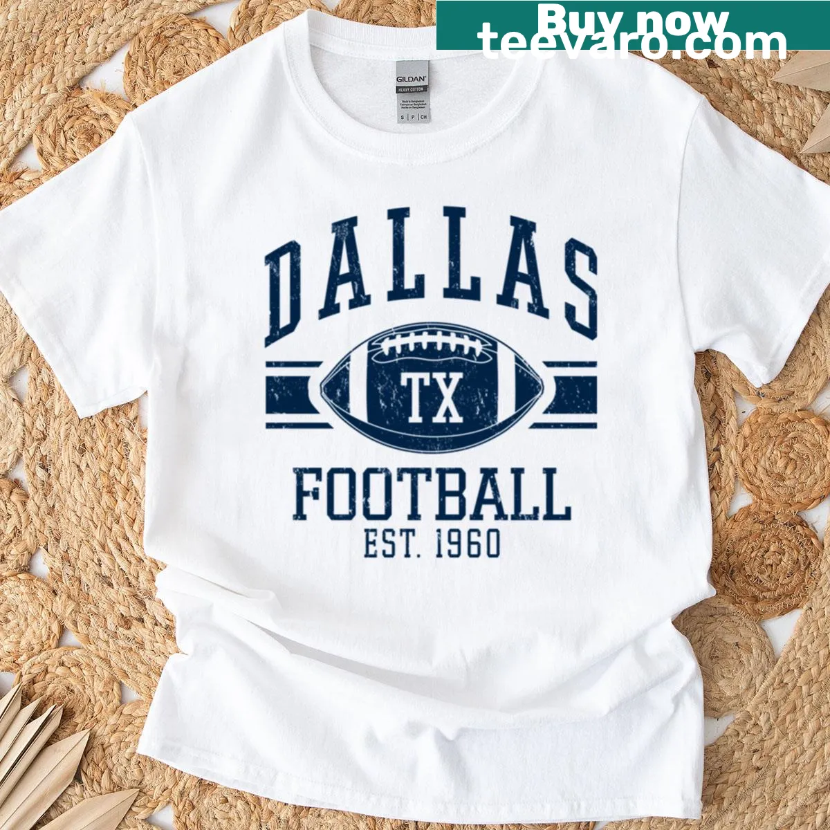 Vintage distressed Dallas Cowboys T-shirt with team logo — on a men's t-shirt