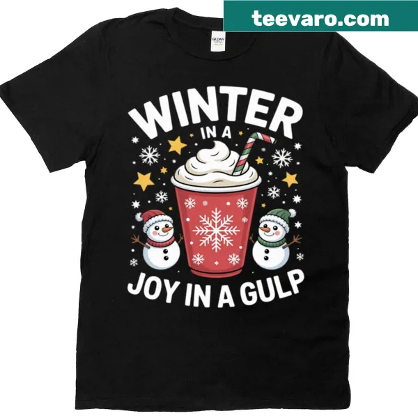 Whimsical illustration of a winter beverage on a t-shirt
