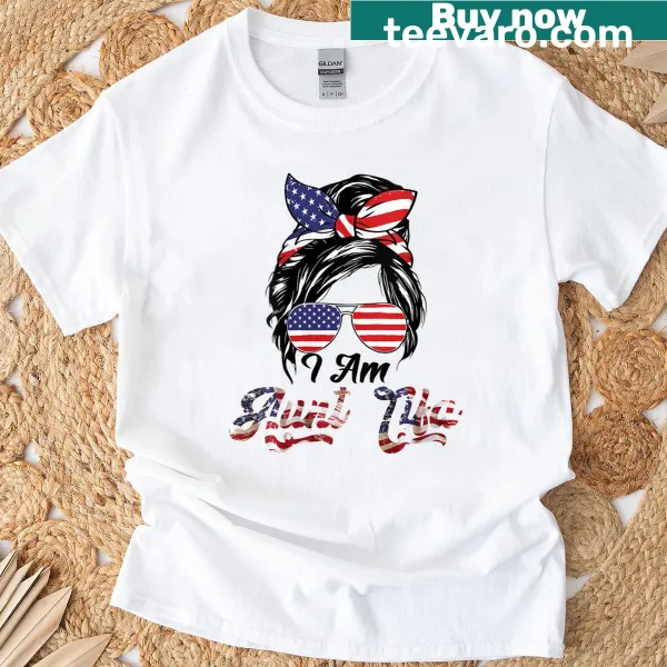 Patriotic Aunt Tifa t-shirt with sunglasses graphic