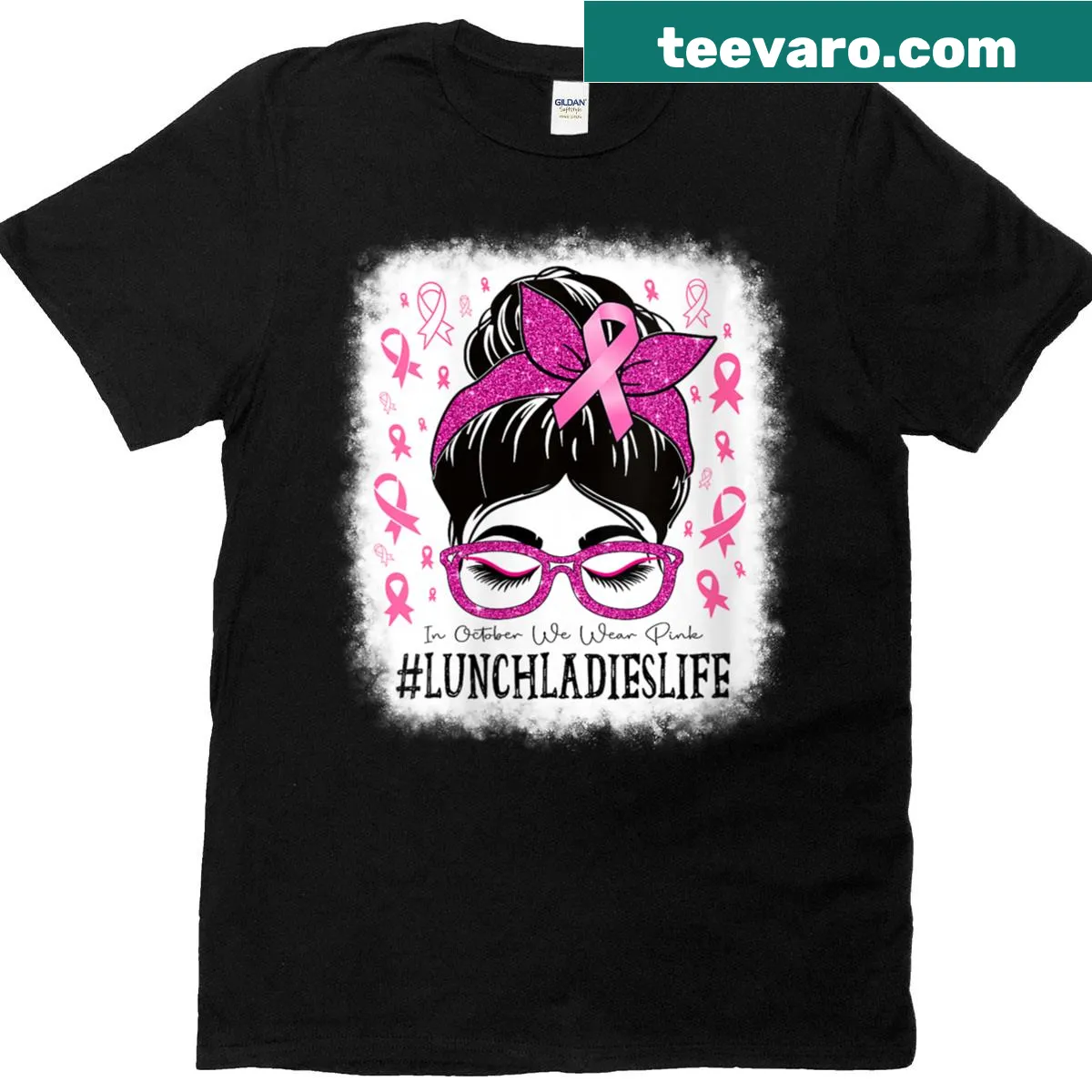 T-shirt with typography promoting breast cancer awareness in October — on a men's t-shirt
