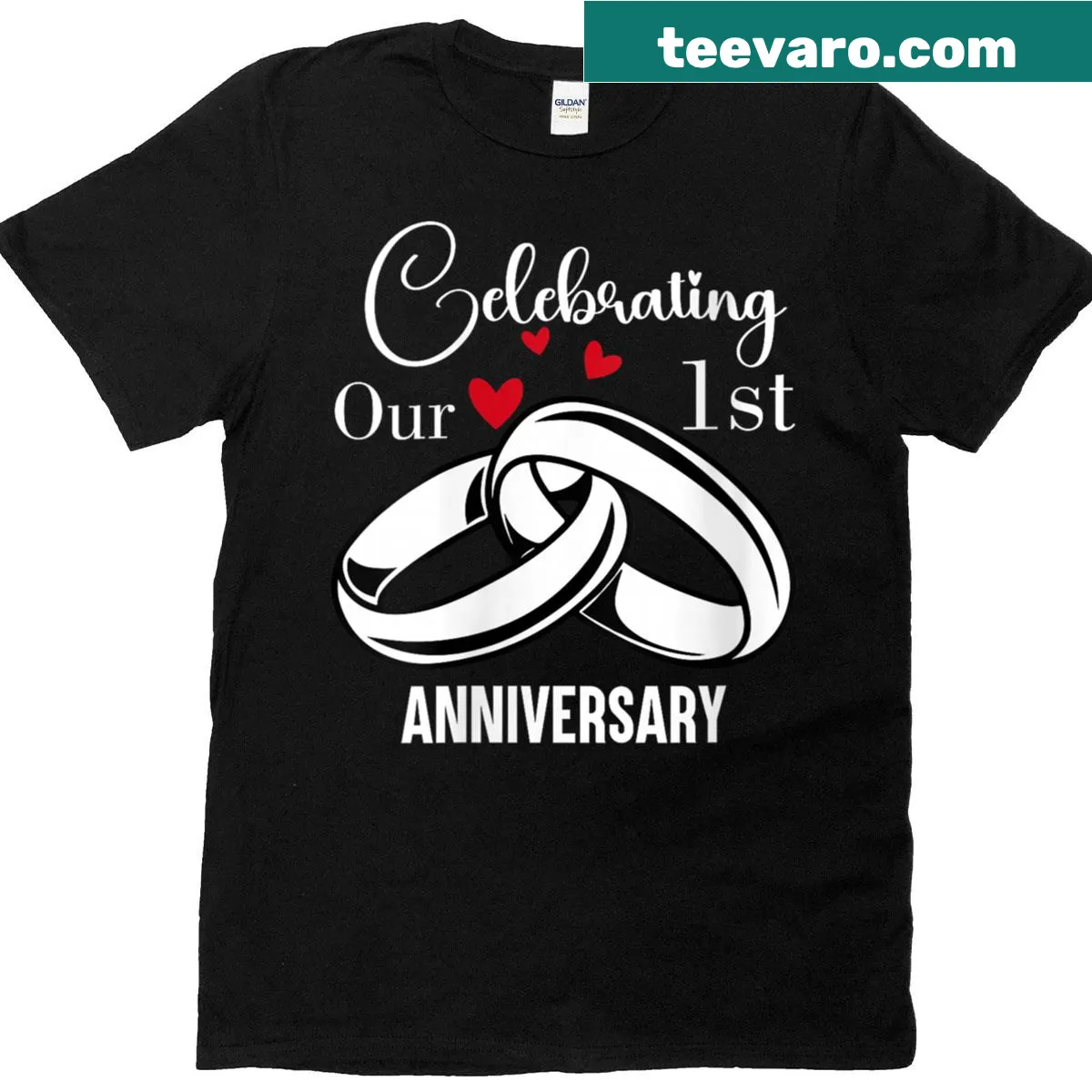 Anniversary T-shirt celebrating one year of marriage — on a men's t-shirt