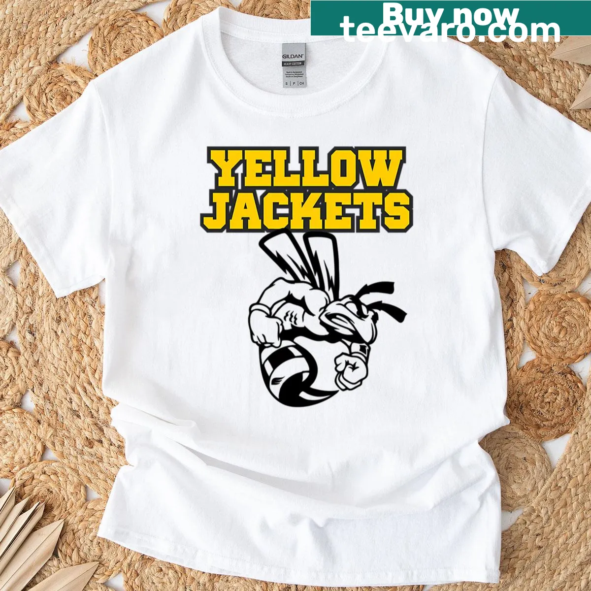 Sport t-shirt with a minimalist yellow team logo — on a men's t-shirt