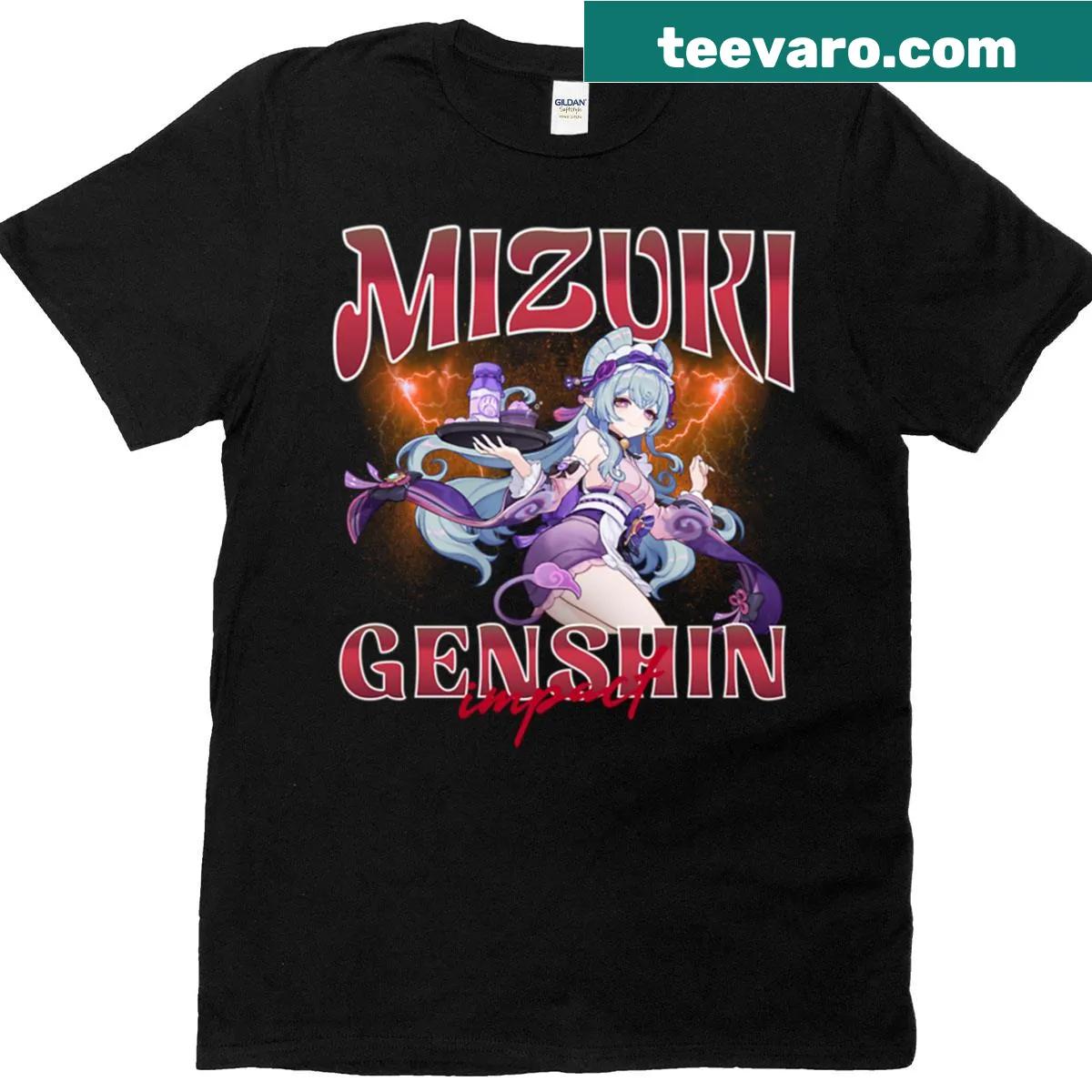 Genshin Impact T-shirt featuring Yumemizuki Mizuki graphic — on a men's t-shirt