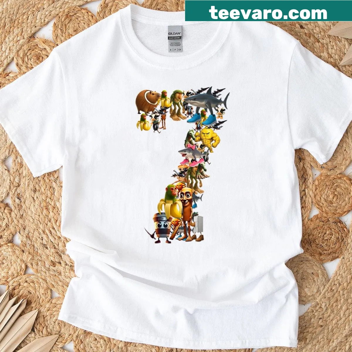 Fun Halloween-themed cartoon couple T-shirts — on a men's t-shirt