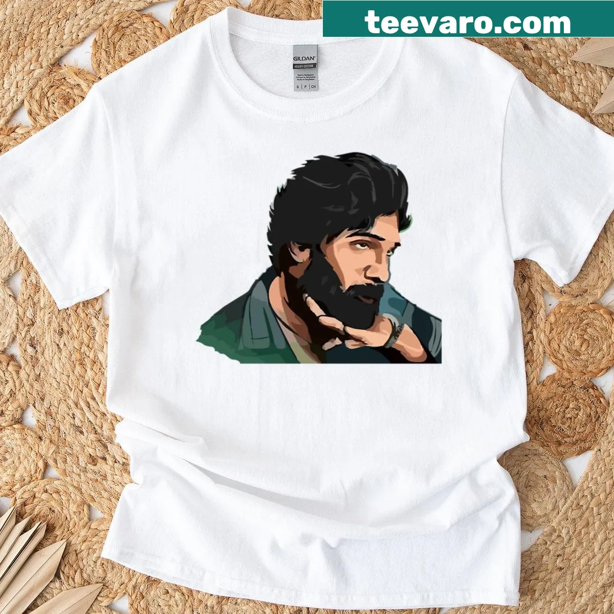 T-shirt inspired by the character Pushpa from a popular film — on a men's t-shirt