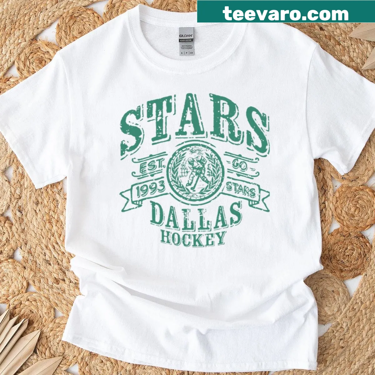 Dallas Stars T-shirt featuring an artistic logo design for hockey fans — on a men's t-shirt