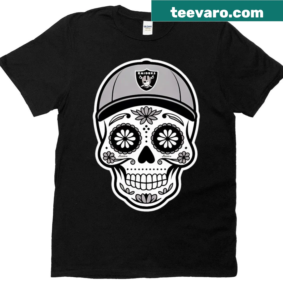 Minimalist badge design T-shirt celebrating the Las Vegas Raiders — on a men's t-shirt