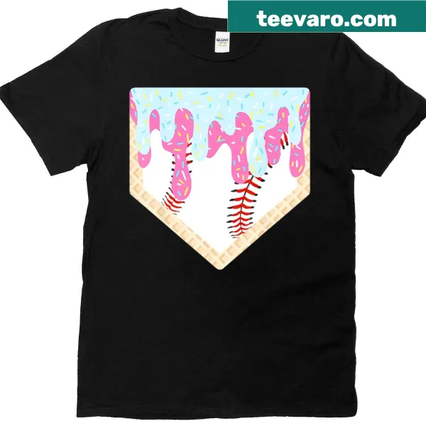 Home plate graphic featuring an ice cream cone for a playful baseball shirt
