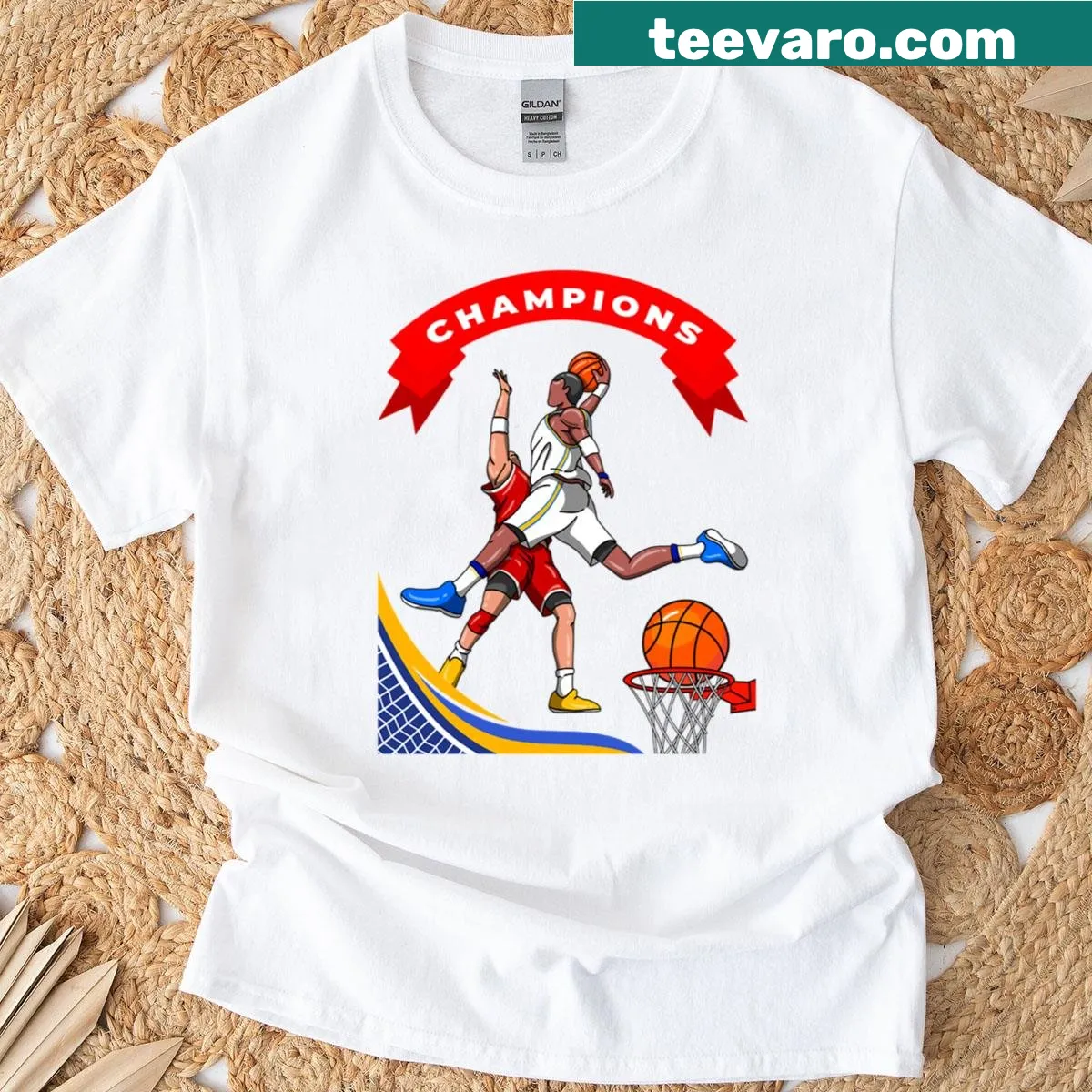 T-shirt celebrating basketball champions and victory — on a men's t-shirt