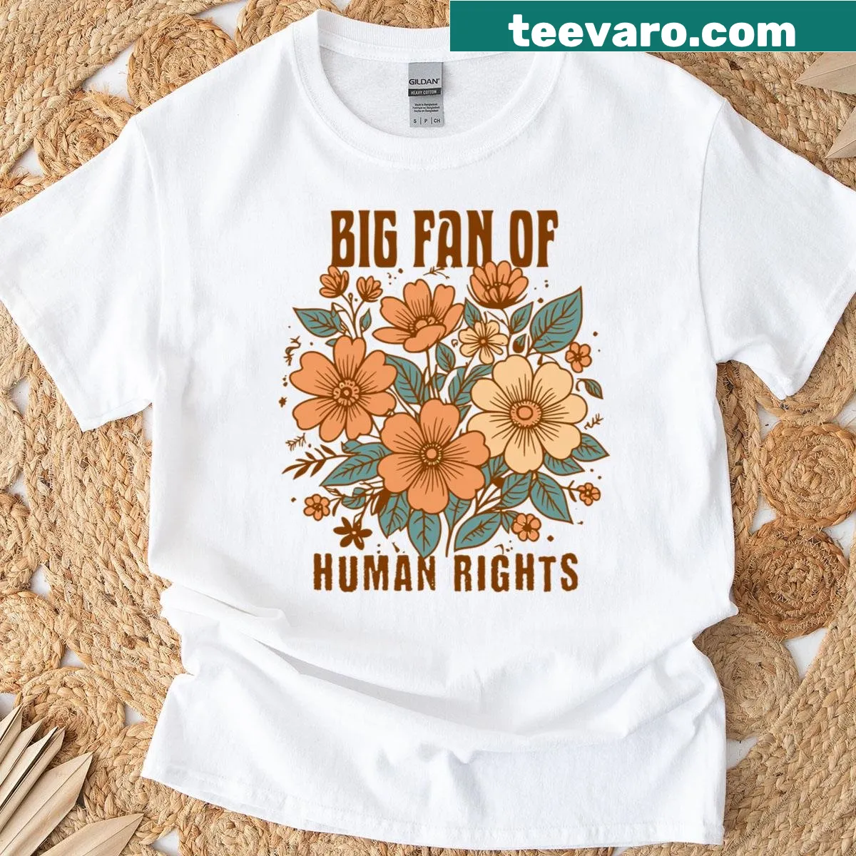 Feminist protest-themed T-shirt with a bold human rights graphic. — on a men's t-shirt