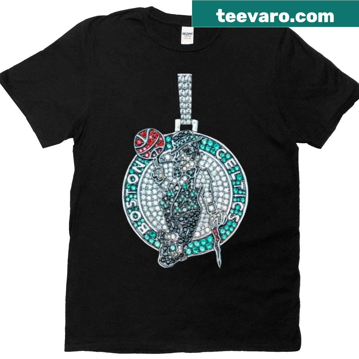 Elegant Boston jewels illustration on a T-shirt — on a men's t-shirt
