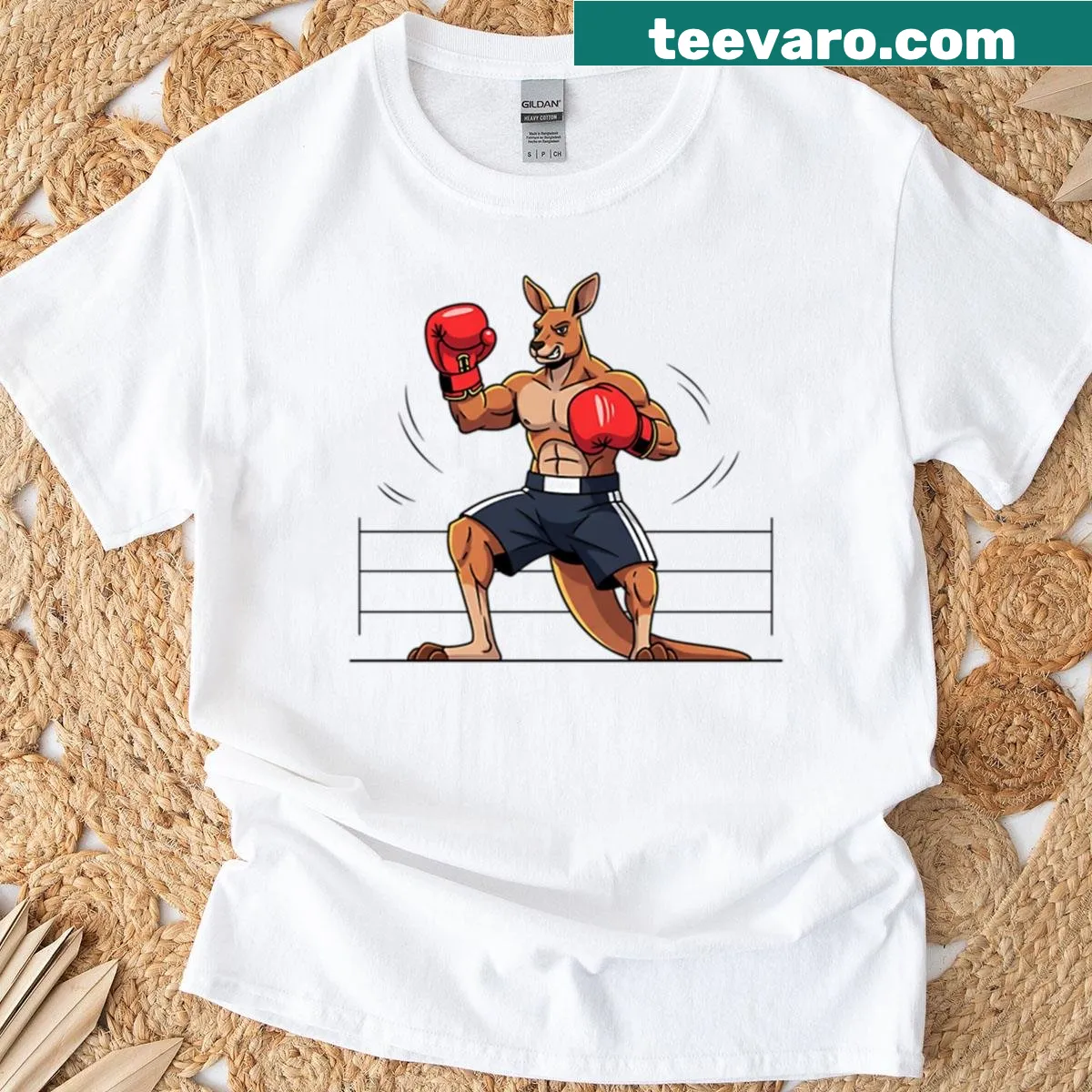 Illustration of a boxing kangaroo on T-shirt — on a men's t-shirt